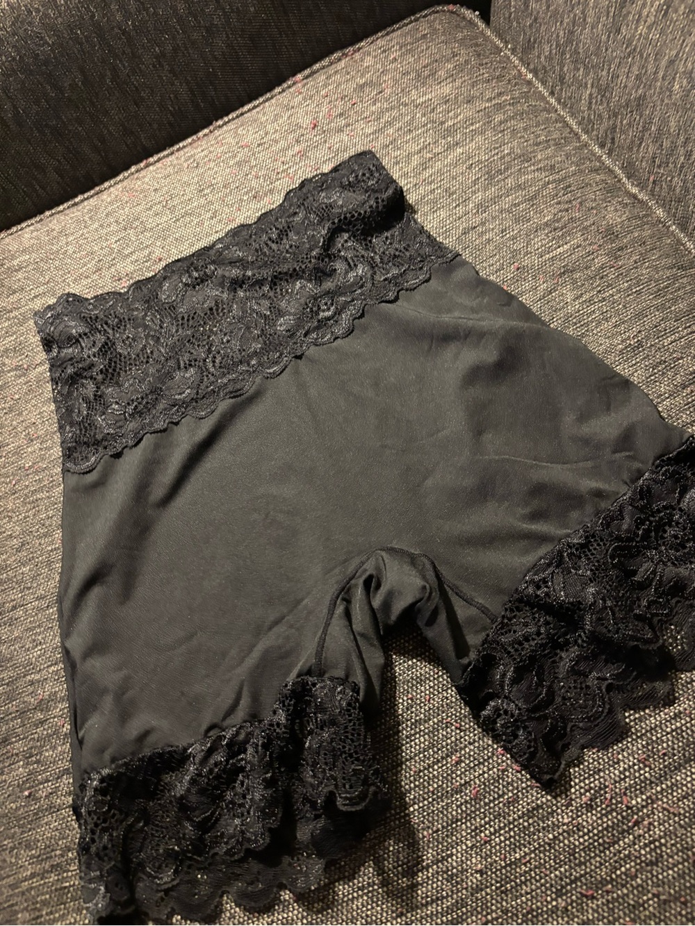 High-Waist Black Lace-Trim Shaping Shorts for Women